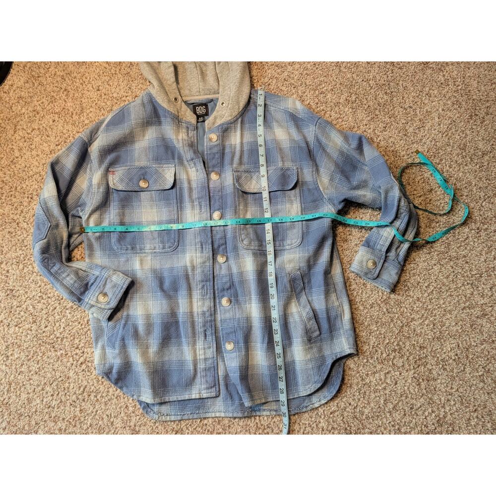 BDG Urban Outfitters Jacket Womens Small Blue Plaid Hooded Shacket Flannel - Picture 4 of 11